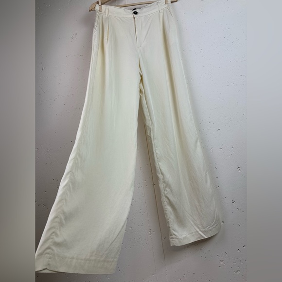 Zara Neutral Lyocell Wide Leg Trouser Pant - Picture 4 of 8